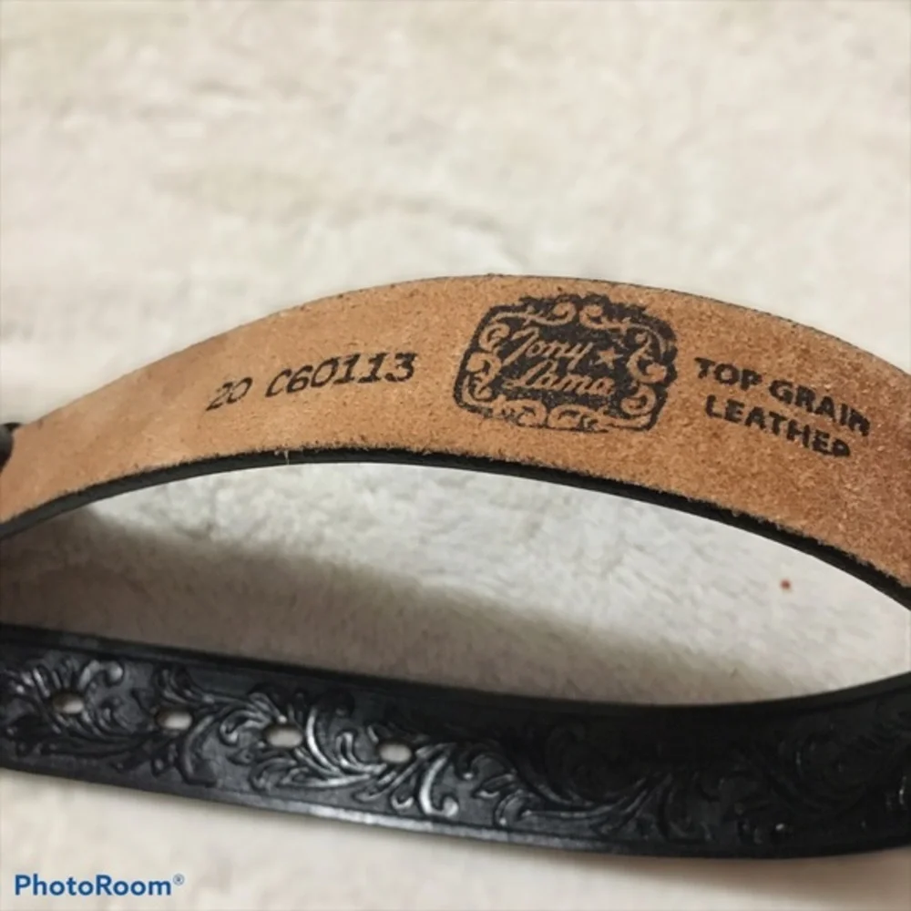 Tony Lama Kids Black Cowboy Buckle Belt Si…